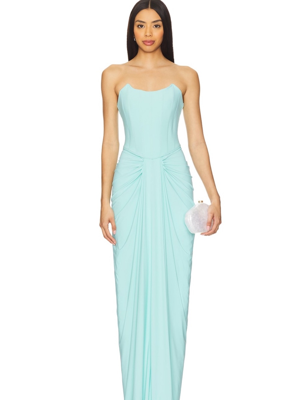 Strapless Mint Corset Evening Gown